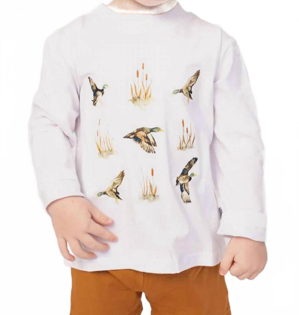 NEW SOUTHERN SLUMBER duck bamboo long sleeve tee in white